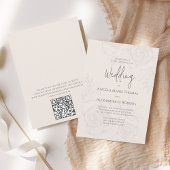 Elegant Blush Bloemen Kalligrafie Script QR Code Kaart