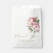 Elegant Blush Bloemen Waterverf Goud Wit Bruiloft Bedankzakje (Voorkant)