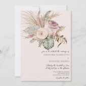 Elegant Blush Bohemian Boeket Bruiloft Kaart (Voorkant)