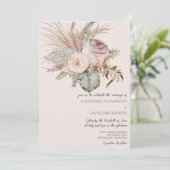 Elegant Blush Bohemian Boeket Bruiloft Kaart (Staand voorkant)