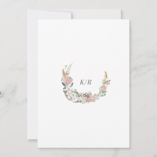 Élégant Blush Bohemian Floral Faire-part de mariag (Dos)