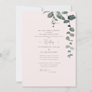 Elegant Blush Botanical Foliage Weddenschap Kaart