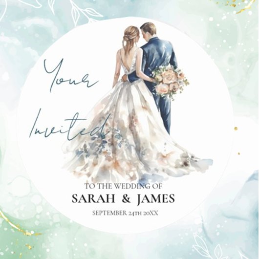 Elegant Blush Bruiloft Ronde Sticker