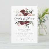 Elegant Blush Burgundy & Blush Floral Wedding Kaart (Staand voorkant)