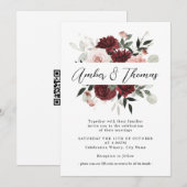 Elegant Blush Burgundy & Blush Floral Wedding Kaart (Voorkant / Achterkant)