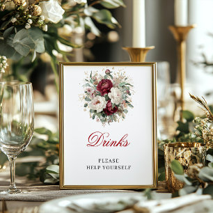 Elegant Blush Burgundy Drinken 8x10 Bord voor Brui Poster
