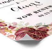 Elegant Blush Burgundy Roos Floral Jubileum Poster (Hoek)