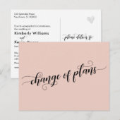 Elegant Blush Change of Plans Postponed Wedding Briefkaart (Voorkant / Achterkant)