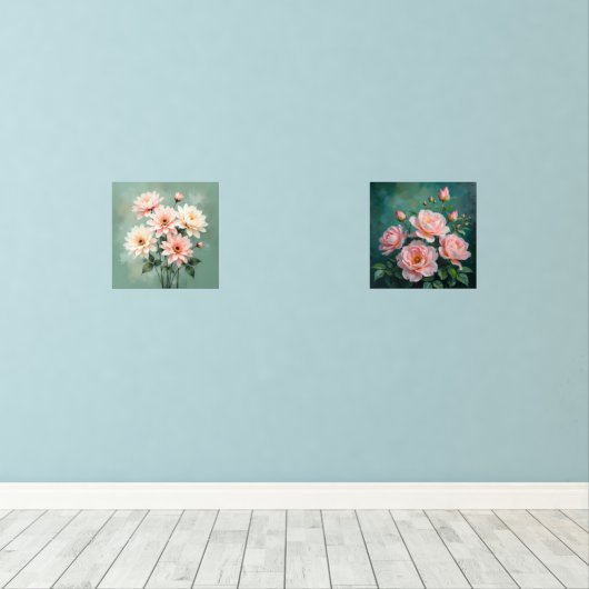 Elegant Blush Chrysanthemum Art (Parquet)