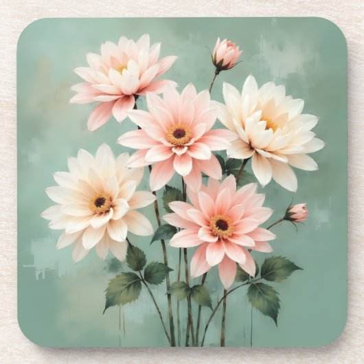 Elegant Blush Chrysanthemum Art Bier Onderzetter (Voorkant)