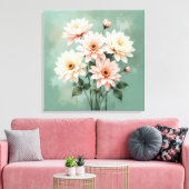 Elegant Blush Chrysanthemum Art Canvas Afdruk (Insitu (Woonkamer))