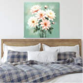 Elegant Blush Chrysanthemum Art Canvas Afdruk (Insitu (Slaapkamer))