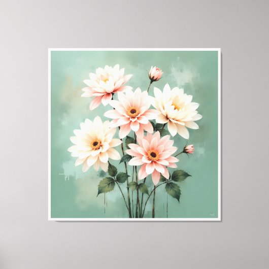 Elegant Blush Chrysanthemum Art Canvas Afdruk (Voorkant)