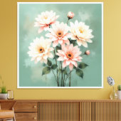 Elegant Blush Chrysanthemum Art Canvas Afdruk (Insitu (Woonkamer))