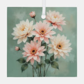 Elegant Blush Chrysanthemum Art Glas Ornament (Achterkant)