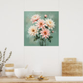Elegant Blush Chrysanthemum Art Poster (Keuken)
