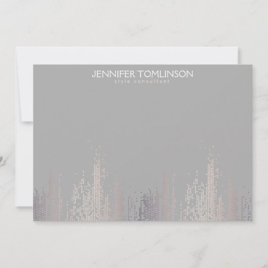 Elegant Blush Confetti Rain Pattern Grijs Notecard Notitiekaartje (Voorkant)