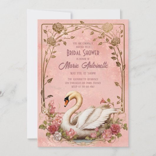 Elegant Blush Damask Rococo Vrijgezellenfeest Kaart (Voorkant)