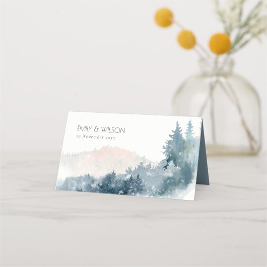 ELEGANT BLUSH DUSKY BLUE MOUNTAINES PINE WEDDING (Achterkant)