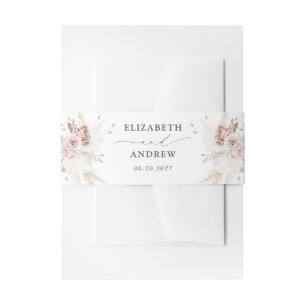Elegant Blush Dusty Roos Bloemen Bruiloft Uitnodigingen Wikkel