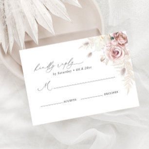 Elégant Blush Dusty Rose Floral Wedding Carte RSVP