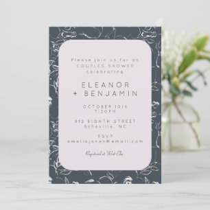 Elegant Blush en Gray Botanical Couples Shower Kaart