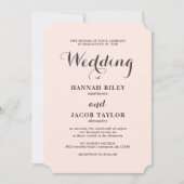 Élégant Blush et Grey Mariage Photo Invitation (Devant)