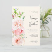 Elégant Blush et Ivory Floral Invitation (Debout devant)