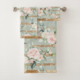 Elegant Blush Eucalyptus Sage Green Gold Bad Handdoek