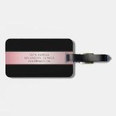 Elegant Blush Faux Roos Gold | Naam en Initiaal Bagagelabel (Achterkant horizontaal)