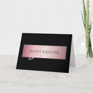 Elegant Blush Faux Roos Gold   Naam en Initiaal Kaart