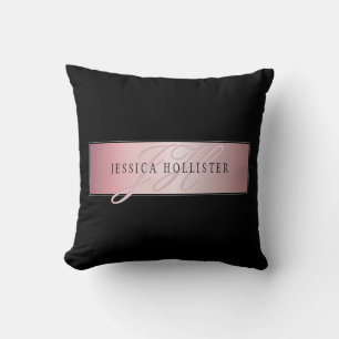 Elegant Blush Faux Roos Gold Naam en Initiaal Kussen