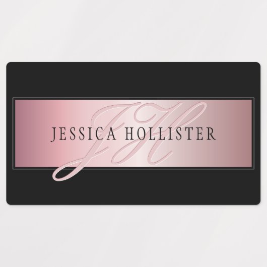 Elegant Blush Faux Roos Gold | Naam en Initiaal Labels (Design 2)