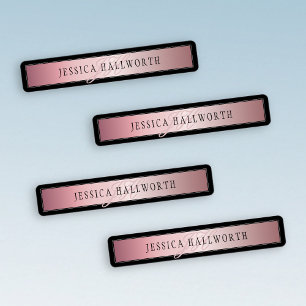 Elegant Blush Faux Roos Gold Naam en Initiaal Labels