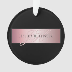 Elegant Blush Faux Roos Gold Naam en Initiaal Ornament