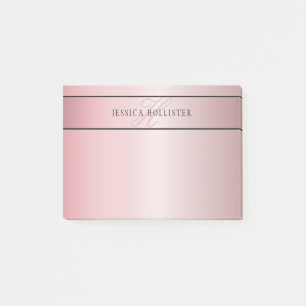 Elegant Blush Faux Roos Gold Naam en Initiaal Post-it® Notes
