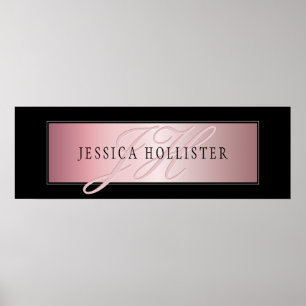 Elegant Blush Faux Roos Gold Naam en Initiaal Poster