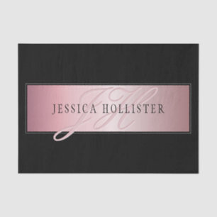 Elegant Blush Faux Roos Gold Naam en Initiaal Tissuepapier