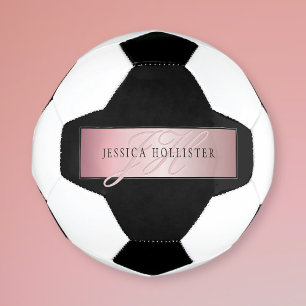 Elegant Blush Faux Roos Gold Naam en Initiaal Voetbal