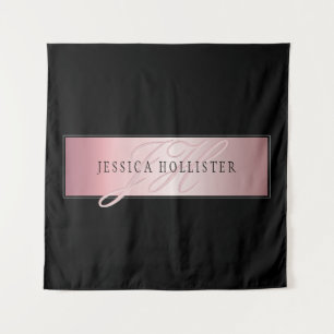 Elegant Blush Faux Roos Gold Naam en Initiaal Wandkleed