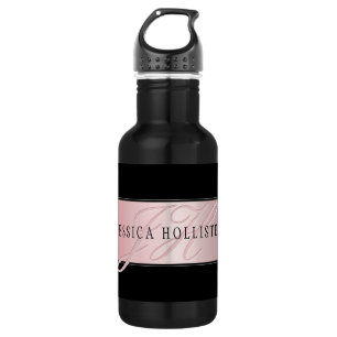 Elegant Blush Faux Roos Gold Naam en Initiaal Waterfles
