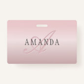 Elegant Blush Faux Roos Gold | Naam en monogram Badge (Achterkant)