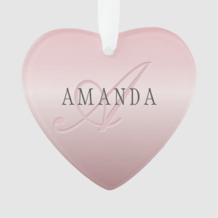 Elegant Blush Faux Roos Gold   Naam en monogram Ornament