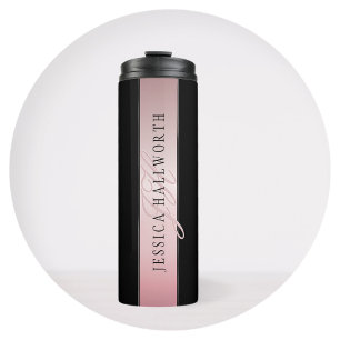 Elegant Blush Faux Roos Gold Naam & Initialen v2 Thermosbeker