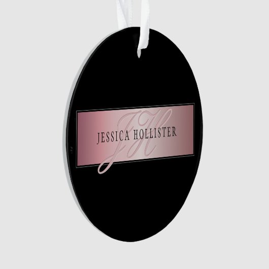 Elégant Blush Faux Rose Gold | Nom et initiales (devant)