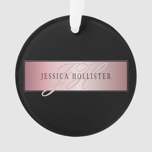 Elégant Blush Faux Rose Gold | Nom et initiales (devant)