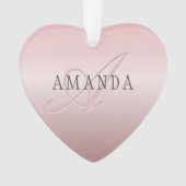 Elégant Blush Faux Rose Gold | Nom et monogramme (devant)