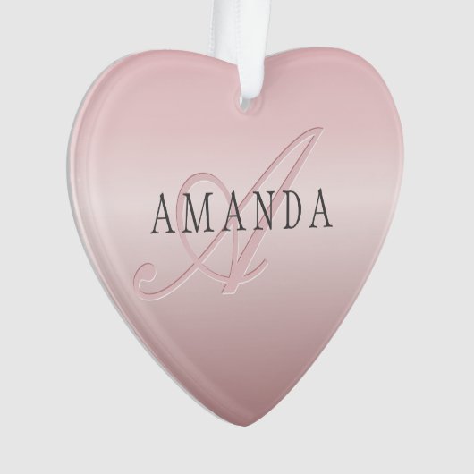 Elégant Blush Faux Rose Gold | Nom et monogramme (devant)