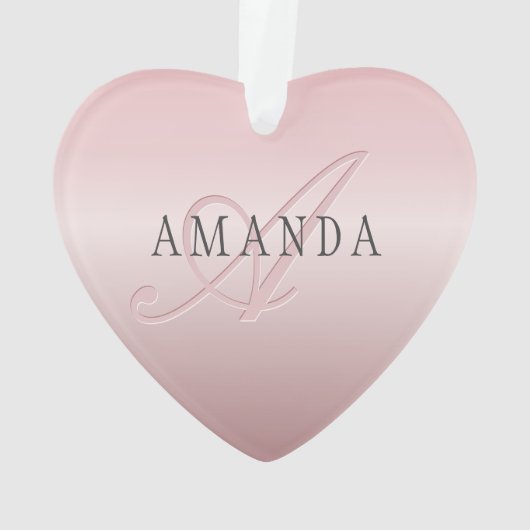 Elégant Blush Faux Rose Gold | Nom et monogramme (dos)