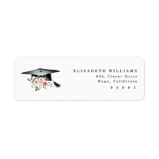 Elegant Blush Floral Afstuderen Pet adreslabel Etiket